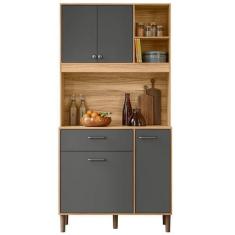 Imagem de Armário De Cozinha Erva Doce 90cm 4 Portas 1 Gaveta Nicioli Cor Freijó