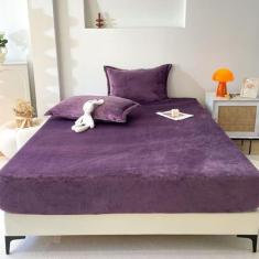 Imagem de ZIQINPSQ Lençóis luxuosos de veludo, roupa de cama de pelúcia de leite para todas as estações, capa protetora de colchão com bolsos profundos de 38 cm para uma experiência de sono aconchegante e