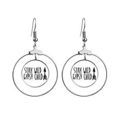 Imagem de Brincos com citação Keep Wild Gypsy para crianças pendentes e argola