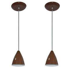Imagem de Kit Com 02 Lustres Pendentes De Aluminio - 17cm X 13cm - Marrom