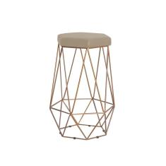 Imagem de Banqueta Rubel Base Gold Veludo Bege Gran Belo