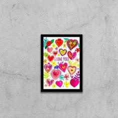 Imagem de Quadro Decorativo Coração Multicoloridos 45x34cm