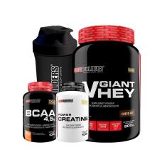 Imagem de KIT Giant Whey 900g +  Creatina 100g + BCAA 100g + Coqueteleira - Bodybuilders-Unissex
