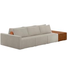 Imagem de Sofá Ilha Modular Para Sala 312cm Com Puff Dublin K01 Bouclê Creme Sintético Caramelo - Lyam Decor