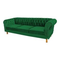 Imagem de Dois Sofás Chesterfield Duque 3 Lugares 2,30 - Suede Verde Bandeira /