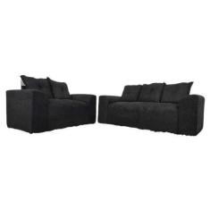 Imagem de Jogo De Sofá De 2 E 3 Lugares Porto Preto Suede - Aurea Decor