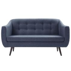 Imagem de Sofa 2 Lug Pes Tabaco 135 cm 7017 Linhao Azul Marinho Dmobiliario