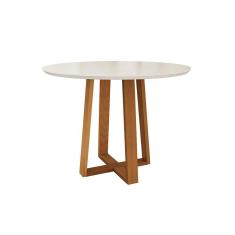 Imagem de Mesa de Jantar Kappesberg em Madeira Maciça com Tampo de Vidro Off White 105cm