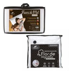 Imagem de Travesseiro Favos Intense 15cm + Protetor Impermeável de Cama Casal - 
