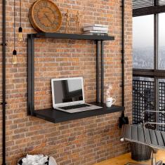 Imagem de Escrivaninha Suspensa Industrial Milos Preto Fosco - Moveis Arapongas