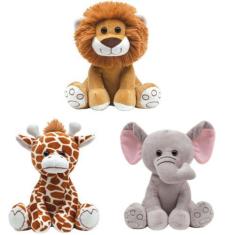 Imagem de Kit Pelúcias Baby Meu Leãozinho Elefantinho e Girafinha BUBA