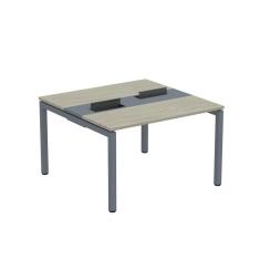 Imagem de Mesa Plataforma Dupla com Pé de Aço para Coworking 120x120 Pdc12/12/2p Nogueira Casablanca/Grafito