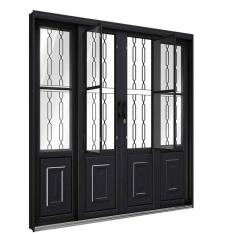 Imagem de Porta de Aço de Correr com Postigo e Grade Mosaico 4 Folhas 213x200cm Facilitá Lucasa Preto