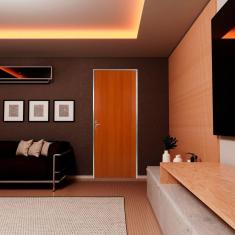 Imagem de Kit Porta de Madeira Lisa 212x75cm com Batente de Alumínio 3,6cm Ecomadeiral MGM Mogno