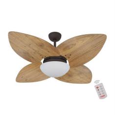 Imagem de Ventilador De Teto Kovalski Marrom Texturizado 4 Pás Rádica Freijó 220