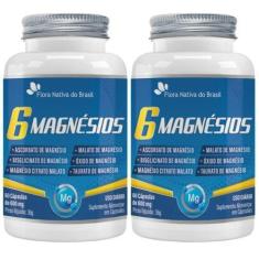 Imagem de Kit 2X 6 Magnésios Taurato, Malato, Citrato, Ascorbato, - Flora Nativa
