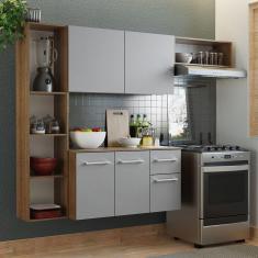 Imagem de Armário De Cozinha Compacta 180cm Rustic/cinza Easy Madesa Rustic/cinza
