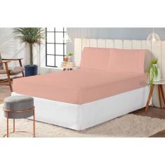 Imagem de Lençol Queen Elástico + Fronha Microfibra Laura 3 Pç - Rosê