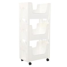Imagem de Prateleira de Armazenamento Móvel, Carrinho de Armazenamento Espesso de Plástico, Grande Capacidade, Rodízios Com Fechadura, Multifuncionais para Brinquedos (Branco)