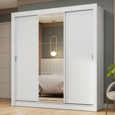 Imagem de Guarda-roupa Casal 3 Portas De Correr Com Espelho Branco Nobre Madesa Branco