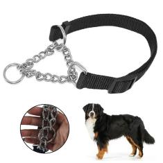 Imagem de Coleira Corrente Nylon Aço Elo Torcido Enforcador Cão G