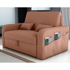 Imagem de Sofá Cama 2 Lugares Com Baú Hiram Veludo Ferrugem