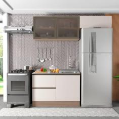 Imagem de Cozinha Modulada 3 Peças 4 Portas 3 Gavetas com Balcão para Pia Etina carvalho oak/off white