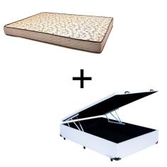 Imagem de Cama Box Baú Casal 138 Tecido Sintético Branco Com Colchão 138 Flórida Bello Box - 100% Espuma - D26 Cinza