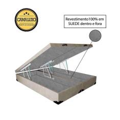 Imagem de Cama Box Baú Luxo Blindado Queen Bipartido NK Camas Suede Bege 49x158x198