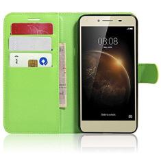 Imagem de Manyip Capa de telefone PU couro com suporte carteira flip capa para Huawei Y6 ii (Elite)/Huawei Y5ii, capa de proteção de telefone estilo empresarial, capa com [slots de dinheiro e cartão] (JFC5-11)