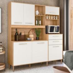 Imagem de Cozinha Compacta Salsa 6 Portas 2 Gavetas Freijó/Off White Cristal - N