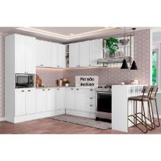 Imagem de Cozinha Modulada Completa Bella 9 Peças (3Aéreos+3Balcões+1TorreQuente+1Ilha+1Complemento) C9P199 Branco - Carraro