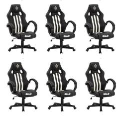 Imagem de Kit 6 Cadeiras Gamer Atlético Mineiro Cam 3316 Espresso Móveis Preto