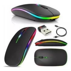 Imagem de Mouse Sem Fio Wireless Recarregavel Led Rgb 2,4GHz Bluetooth Bateria I