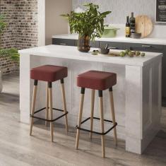 Imagem de Kit 2 Banquetas Altas Estofadas Manila 70cm Telha - Adz