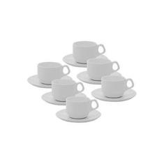 Imagem de Conjunto com 6 Xícaras de Chá Empilháveis 220ml com Pires - Mail Order Branco - Oxford