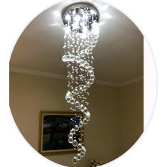 Imagem de Lustre De Cristal Legítimo Espiral, Com 1,60M De Altura, Base De Inox Polido Com 50Cm De Diâmetro