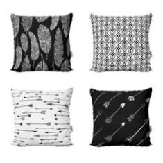 Imagem de Kit 4 Capas De Almofadas Preto Branco Decorativas Para Sofa