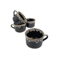Imagem de Jogo 4 xicaras caneca de cafe cha porcelana borda decorativa