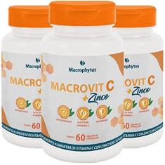 Imagem de KIT 3X Vitamina C 1000mg + Zinco 14mg 60 Cápsulas - Macrophytus