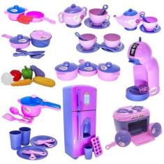 Imagem de Super Kit Cozinha Infantil Eletro Legumes Café Geladeira 49P - Altimar