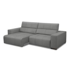 Imagem de Sofá Decorativo Barbosa 3 Lugares Sala De Estar 250cm Reclinável E Retrátil Couro Grafite