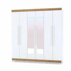 Imagem de Guarda Roupa Casal 6 Portas com Espelho Elegance 1003798 Branco Canela