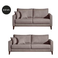 Imagem de Conjunto de Sofá 2 e 3 Lugares Kivik Liso Caqui - Keva