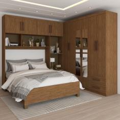 Imagem de Guarda-Roupa Casal Modulado com Cama Paradise 10 Portas com Espelho 6 Gavetas Freijó - Panorama Móveis