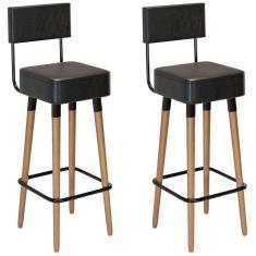 Imagem de Kit 2 Banquetas Para Bancada Estofada Bariloche Preto