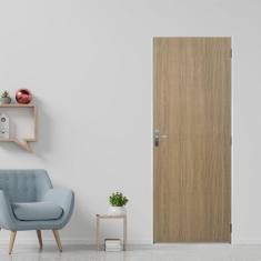 Imagem de Kit Porta de Madeira Lisa 215x75cm com Batente de Aço 6cm Açomad MGM Carvalho Alpha