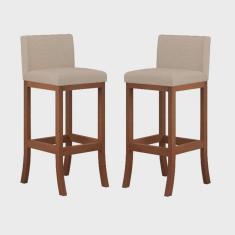 Imagem de Conjunto 2 Banquetas Alta em Madeira Maciça Berlim ccs Interiores