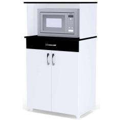 Imagem de Balcão para Microondas Carolina 2 Portas Branco/Preto Flex