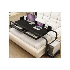 Imagem de SilteD Mesa de cabeceira com rodinhas para laptop Mesa de cabeceira móvel com comprimento e altura ajustáveis, mesa de enfermagem de cama cruzada Mesa de computador